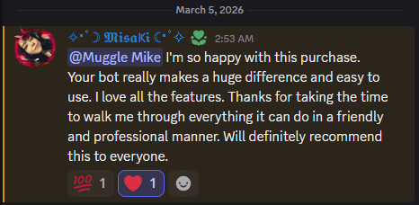 Testimonial from a server owner